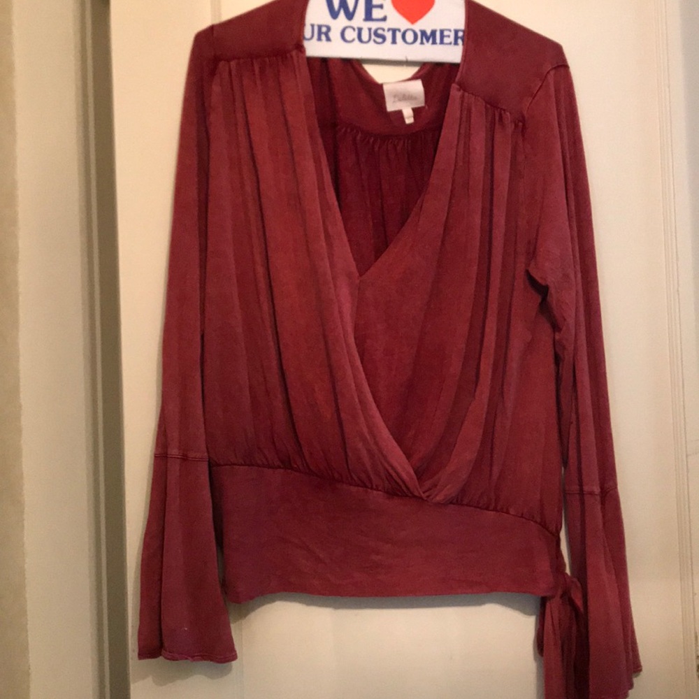 Deletta Red Wrap Top